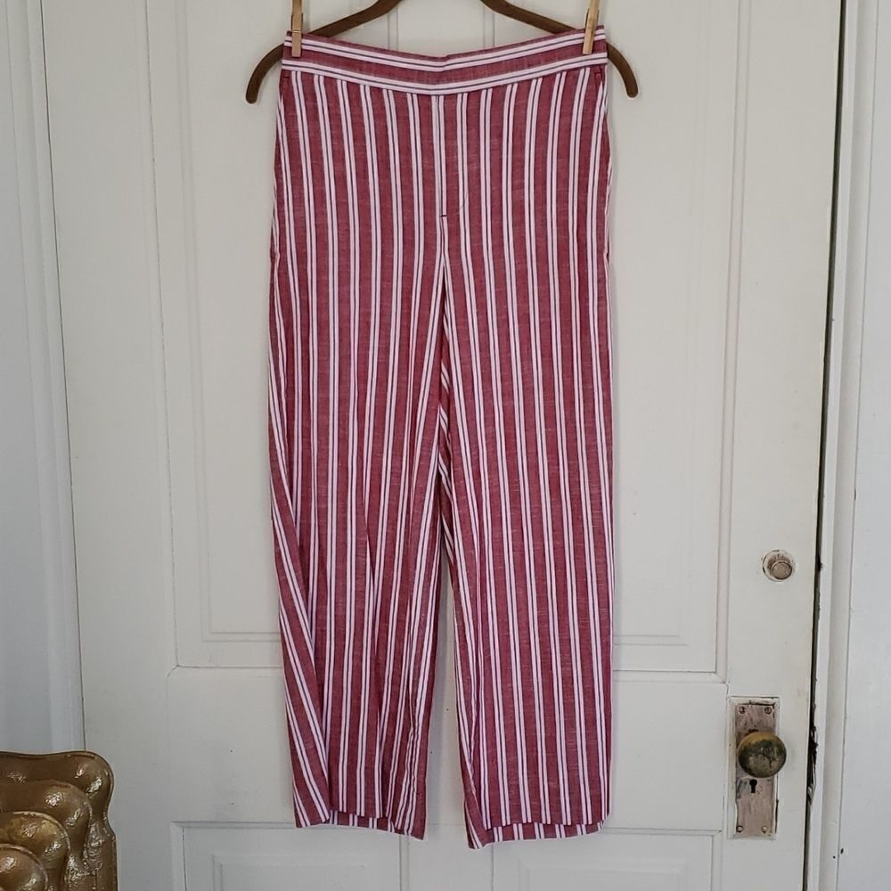 Banana Republic Factory Rowan Striped High Rise Wide Leg Cropped Pants